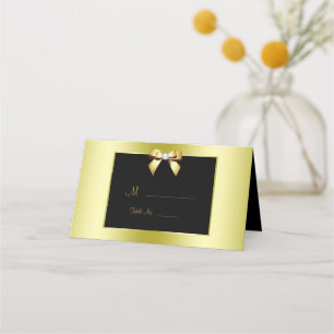Glamourous Gold Bow & Black Wedding Place Card