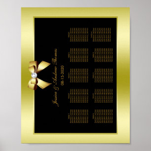Glamourous Gold Bow & Black Wedding Poster