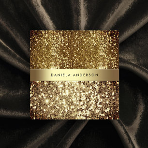 Glamourous Gold Bronze Glitter Luxury Square Business Card