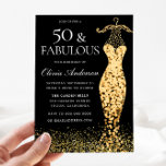 Glamourous Gold Dress Fabulous 50th Birthday Invitation<br><div class="desc">Glamourous Gold Dress Fabulous 50th Birthday Invitation
Variations to the invitation and matching items in our store
Also available as a digital invitation</div>