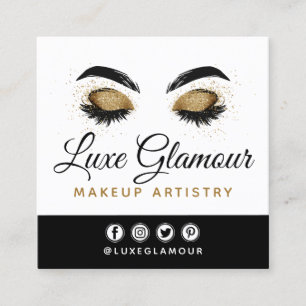 Glamourous Gold Eye Lashes Brows Beauty Bar Social Square Business Card