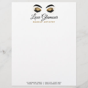 Glamourous Gold Eye Lashes Makeup Artist Beauty Ba Letterhead