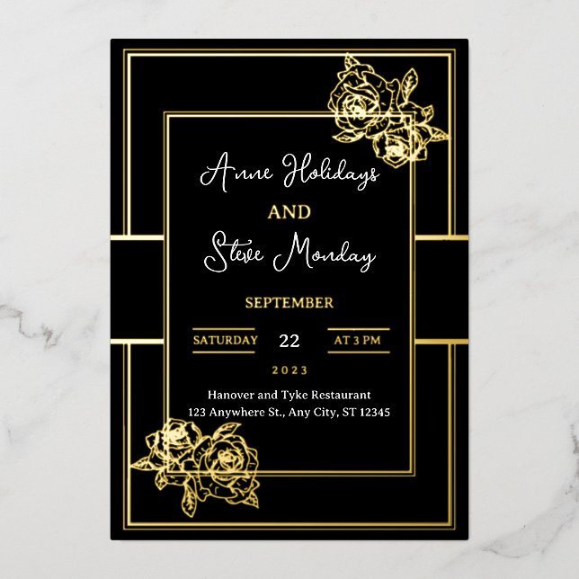 Glamourous Gold Foil Wedding Card (Front)
