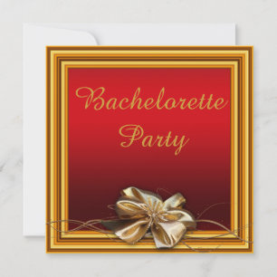 Glamourous Gold Frame & Faux Bow Bachelorette Part Invitation
