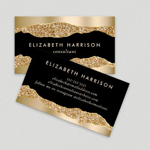 Glamourous Gold Glitter Black Business Card