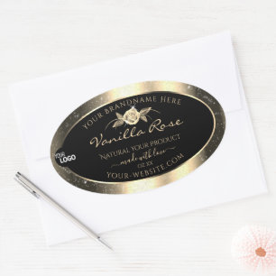 Glamourous Gold Glitter Black Product Labels Logo
