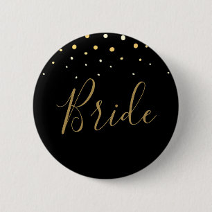 Glamourous Gold Glitter Design New Years Bride 2 Inch Round Button