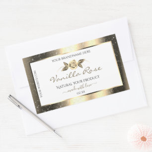 Glamourous Gold Glitter Floral White Product Label