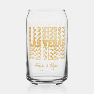 Glamourous Gold Glitter Las Vegas Wedding Glass 