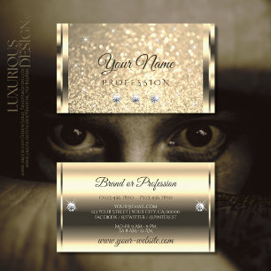 Glamourous Gold Glitter Luminous Stars Diamonds Business Card