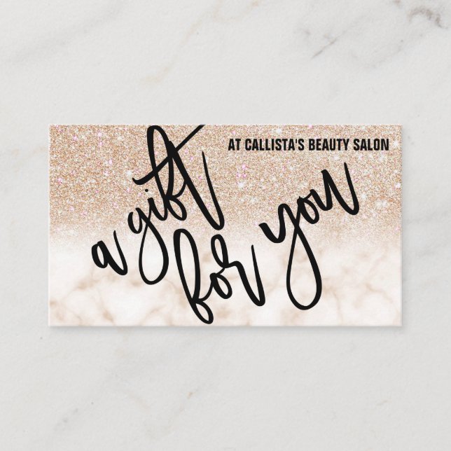 Glamourous Gold Glitter Marble Gift Certificate (Front)