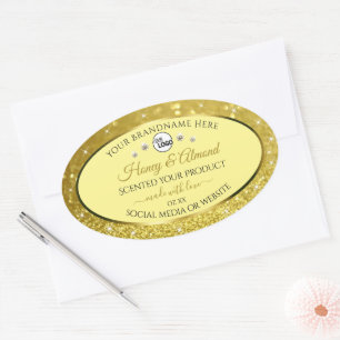 Glamourous Gold Glitter Product Label Logo Diamond