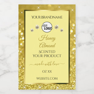 Glamourous Gold Glitter Product Label Logo Diamond