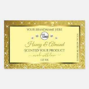 Glamourous Gold Glitter Product Label Logo Diamond