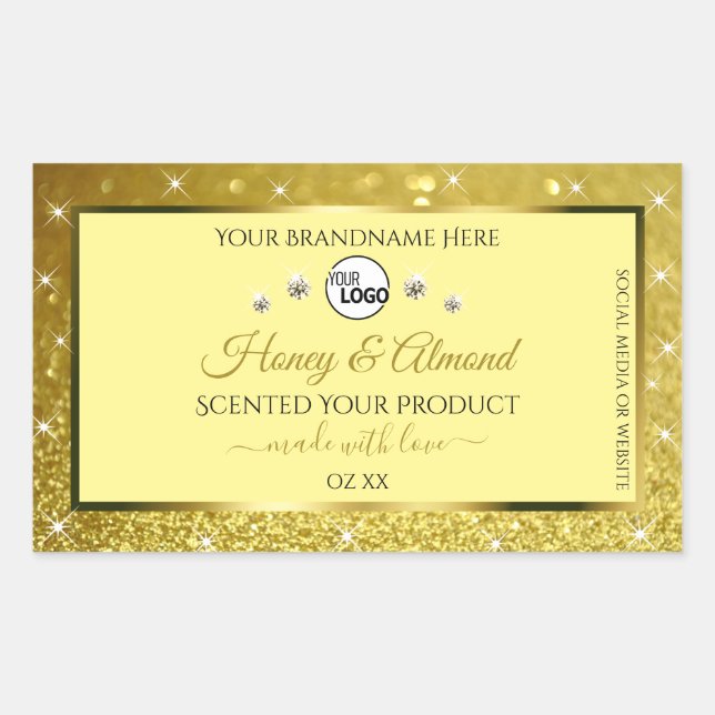 Glamourous Gold Glitter Product Label Logo Diamond (Front)
