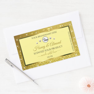 Glamourous Gold Glitter Product Label Logo Diamond