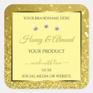 Glamourous Gold Glitter Product Labels Rhinestones