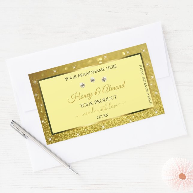 Glamourous Gold Glitter Product Labels Rhinestones (Envelope)