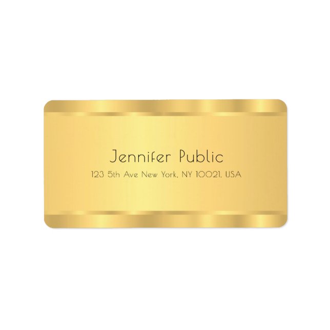 Glamourous Gold Look Modern Elegant Template Label (Front)