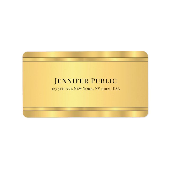 Glamourous Gold Look Modern Elegant Template Label (Front)