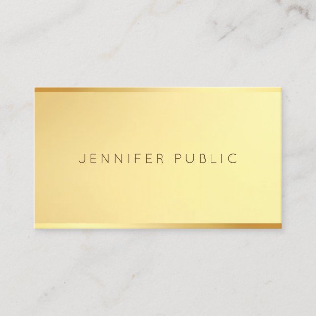 Glamourous Gold Modern Elegant Simple Template Business Card (Front)