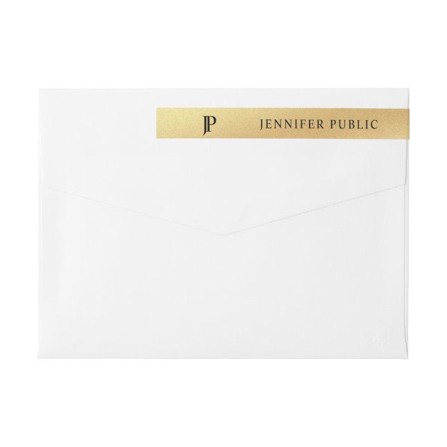 Glamourous Gold Modern Elegant Template Chic Slim Wrap Around Label (Back)