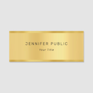 Glamourous Gold Modern Elegant Template Rectangle Name Tag