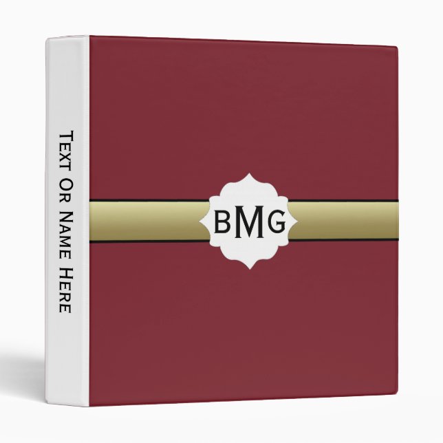 Glamourous Gold Ribbon, Antique Ruby Red, Classic Binder (Front/Spine)