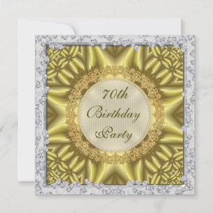 Glamourous Gold & Silver 70th Birthday Party Invitation