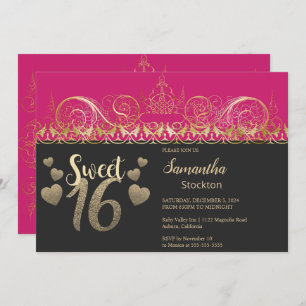 Glamourous Gold Sweet 16 Invitation