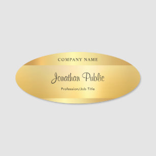 Glamourous Gold Template Calligraphed Script Moder Name Tag