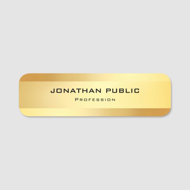 Glamourous Gold Template Creative Modern Simple Name Tag (Front)