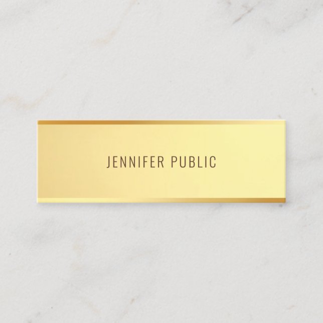 Glamourous Gold Template Elegant Minimalist Trendy Mini Business Card (Front)