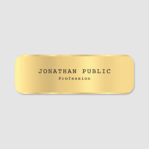 Glamourous Gold Template Modern Simple Excellent Name Tag