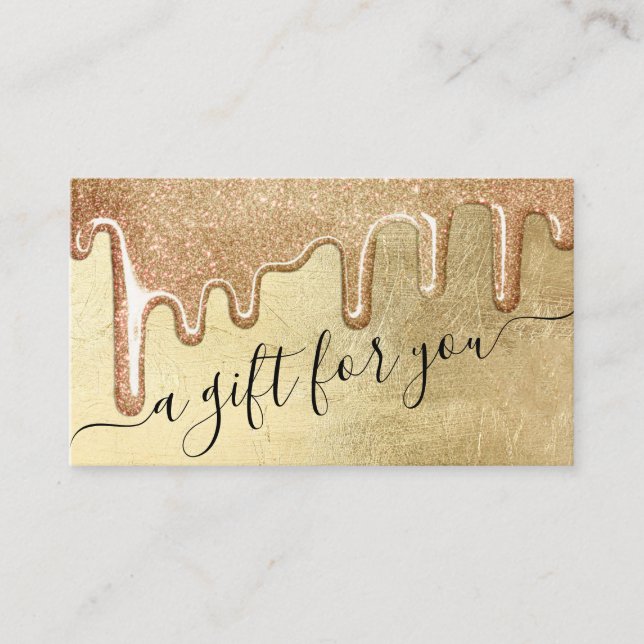 Glamourous Gold Thick Glitter Drip Gift Certificat Business Card (Front)