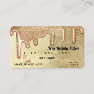 Glamourous Gold Thick Glitter Drips Gift Credit Business Card