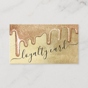 Glamourous Gold Thick Glitter Drips Loyalty Card