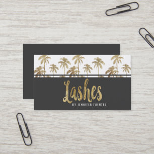 Glamourous Gold Tropical Palm Trees Lashes Business Card