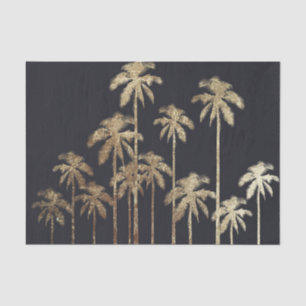 Glamourous Gold Tropical Palm Trees on Black Tissue Paper