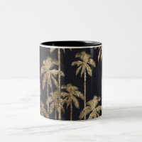 Glamourous Gold Tropical Palm Trees on Black