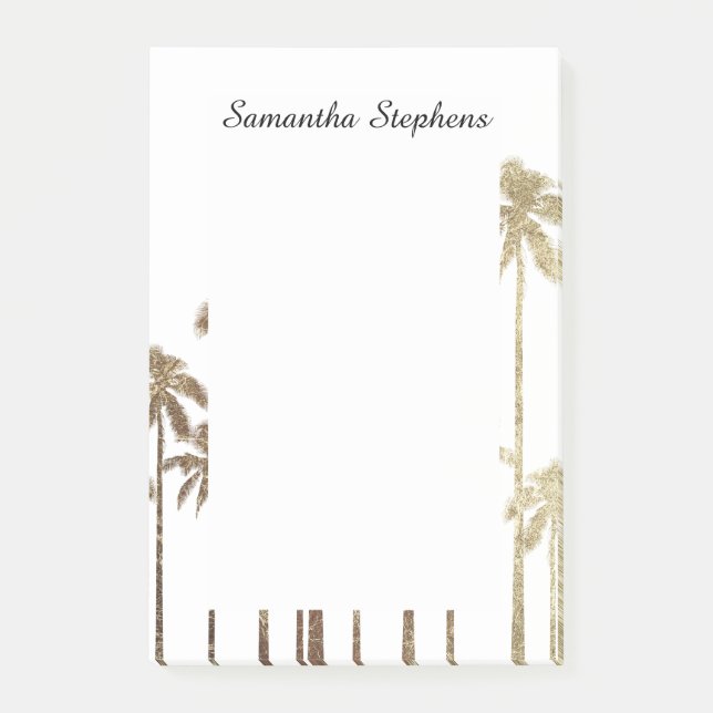 Glamourous Gold Tropical Palm Trees on White Post-it Notes (Front)