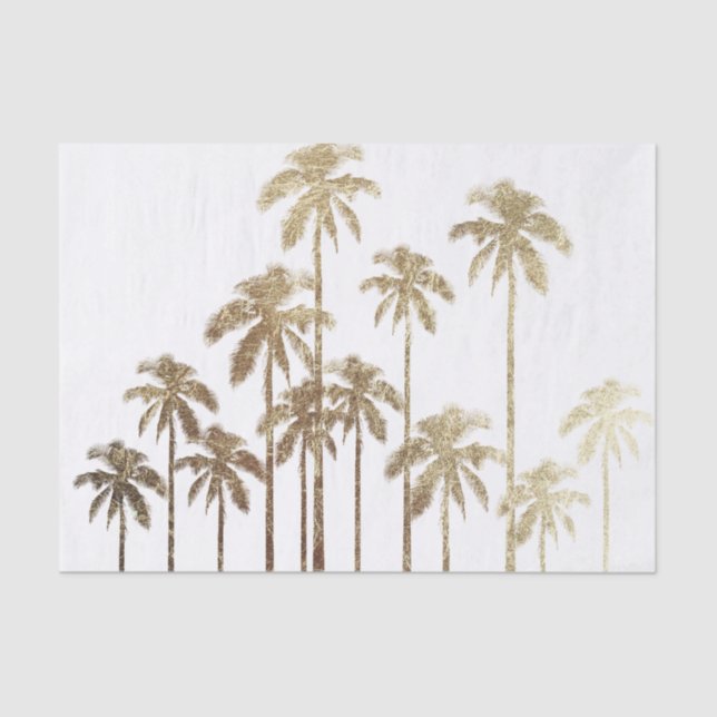Glamourous Gold Tropical Palm Trees on White Tissue Paper (Front)