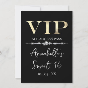Glamourous Gold VIP on Black Invitation