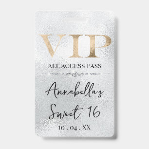 Glamourous Gold VIP on Silver Badge