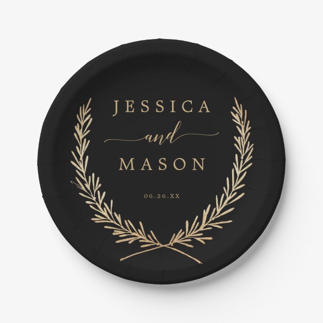 Glamourous Gold Wedding Paper Plate (Front)