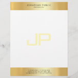 Glamourous Gold White Elegant Monogram Template Letterhead<br><div class="desc">Glamourous Gold White Elegant Monogram Template Simple Modern Letterhead.</div>