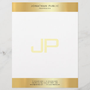 Glamourous Gold White Elegant Monogram Template Letterhead