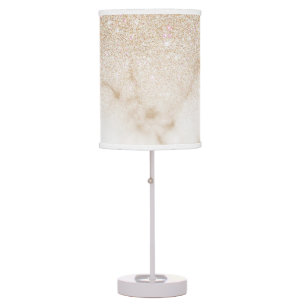 Glamourous Gold White Glitter Marble Gradient Ombr Table Lamp