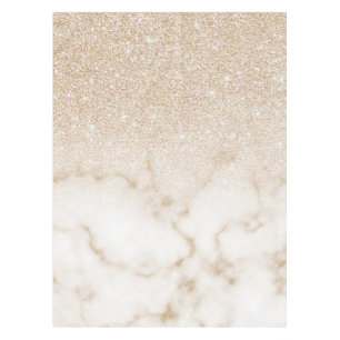 Glamourous Gold White Glitter Marble Gradient Ombr Tablecloth