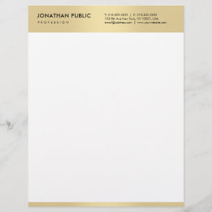Glamourous Gold White Modern Minimalist Elegant Letterhead